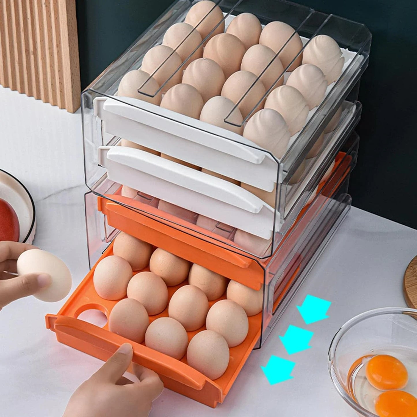 Porta Ovos com Gaveta Organização de Geladeira