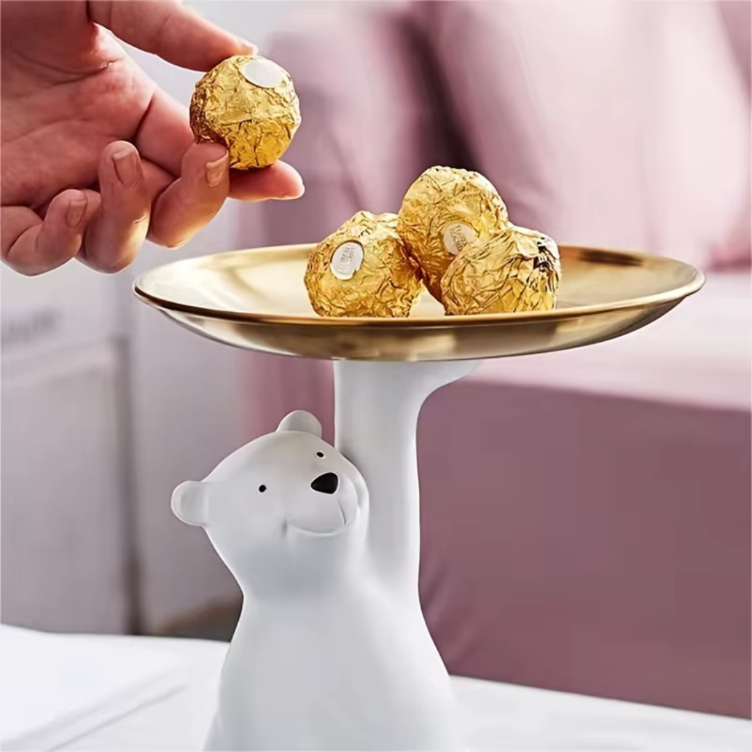 Porta Objetos orta-Chaves Urso Polar em Rsina Decoração