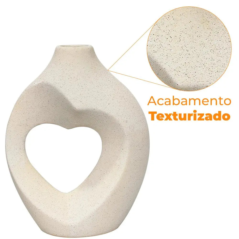 Vaso de Ceramica Decoração Coração
