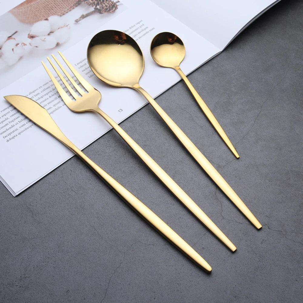 Jogo de Talheres Dourados Modus Talheres, Mesa Posta, Talheres Sofisticados, Ano Novo