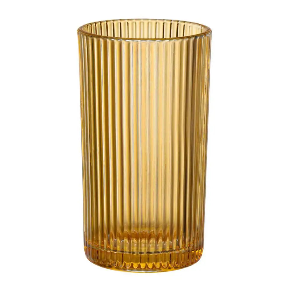 Jogo De Copos De Vidro âmbar Graffiato Long Drink 420ml 6 Peças - Hauskraft