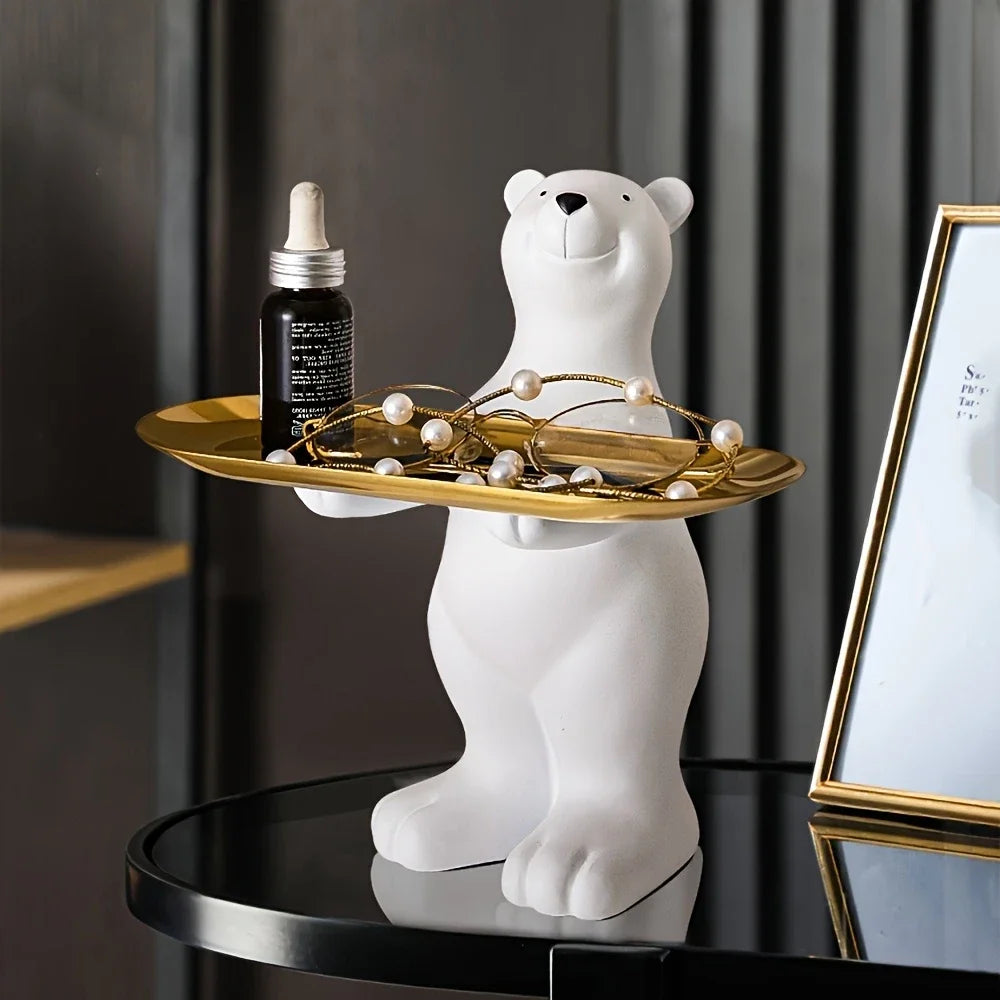 Porta Objetos orta-Chaves Urso Polar em Rsina Decoração
