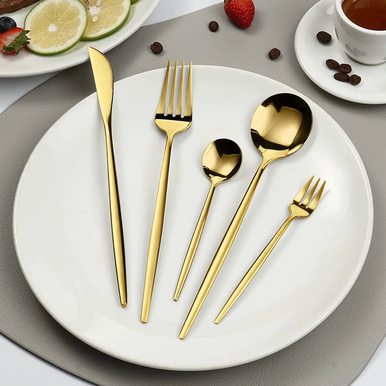 Jogo de Talheres Dourados Modus Talheres, Mesa Posta, Talheres Sofisticados, Ano Novo