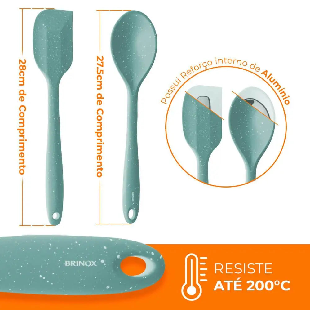 Jogo De Utensílios De Cozinha De Silicone Verde Flex 2 Peças - Brinox