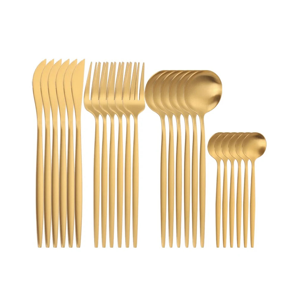 Jogo de Talheres Dourados Modus Talheres, Mesa Posta, Talheres Sofisticados, Ano Novo