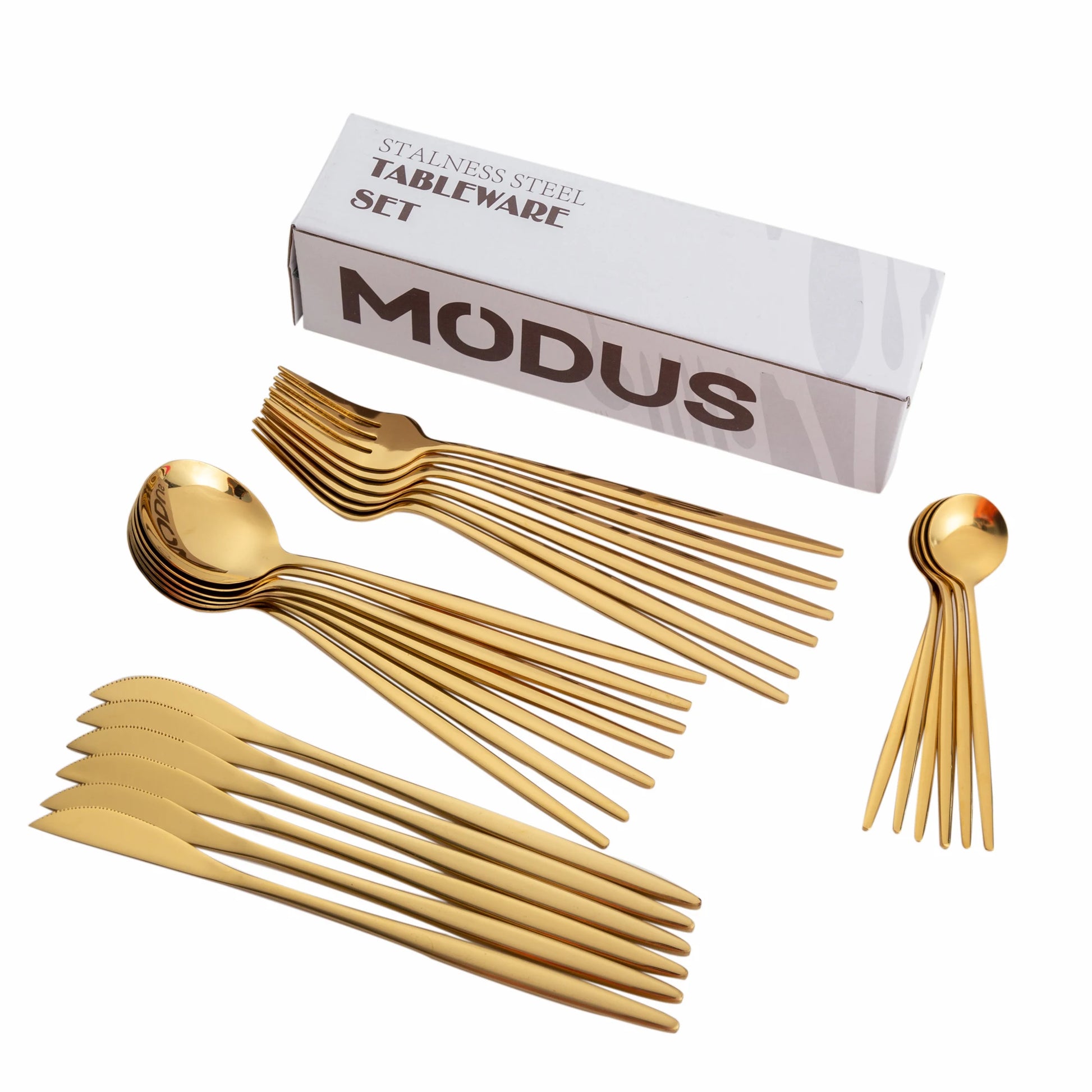 Jogo de Talheres Dourados Modus Talheres, Mesa Posta, Talheres Sofisticados, Ano Novo