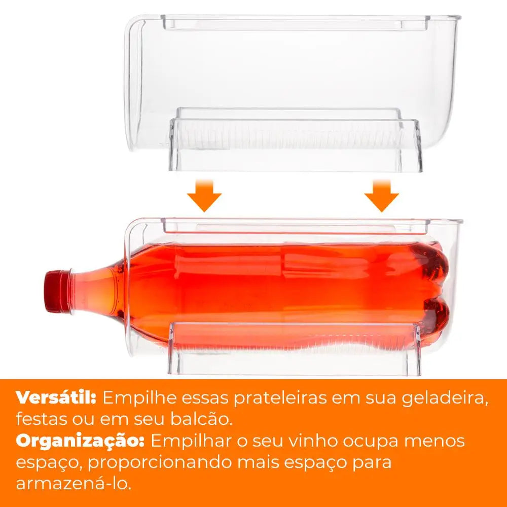 Suporte Organizador Para Garrafas De Vinho Para Geladeira Empilhável My Box 8 Peças - Lyor