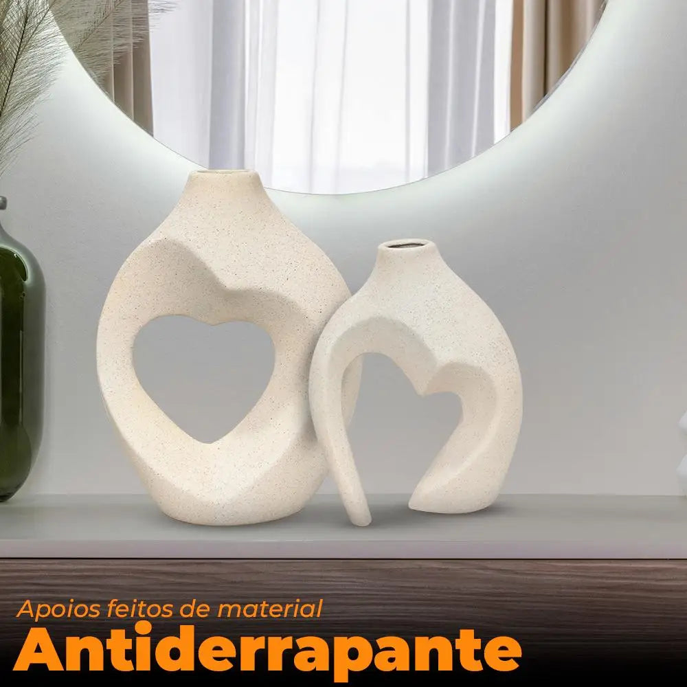 Vaso de Ceramica Decoração Coração