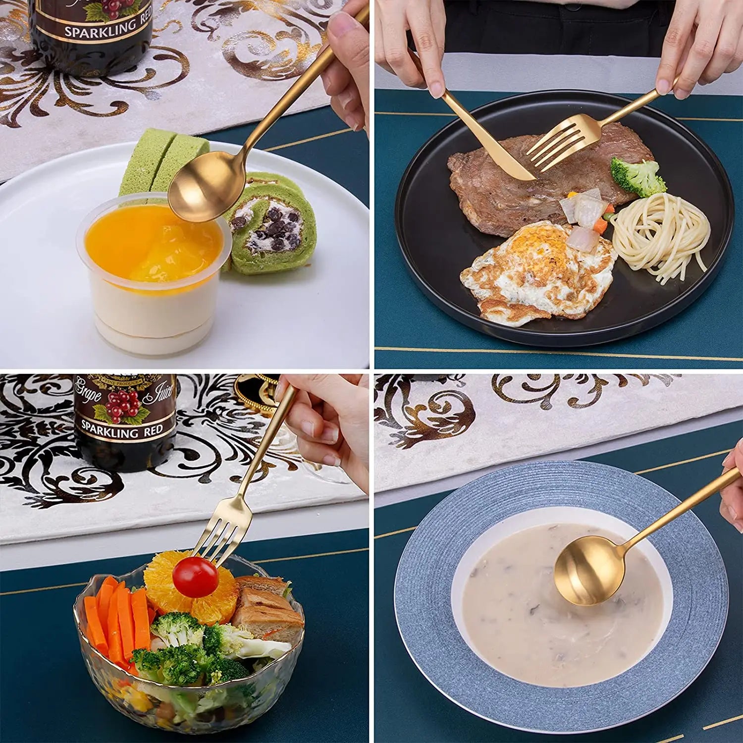 Jogo de Talheres Dourados Modus Talheres, Mesa Posta, Talheres Sofisticados, Ano Novo