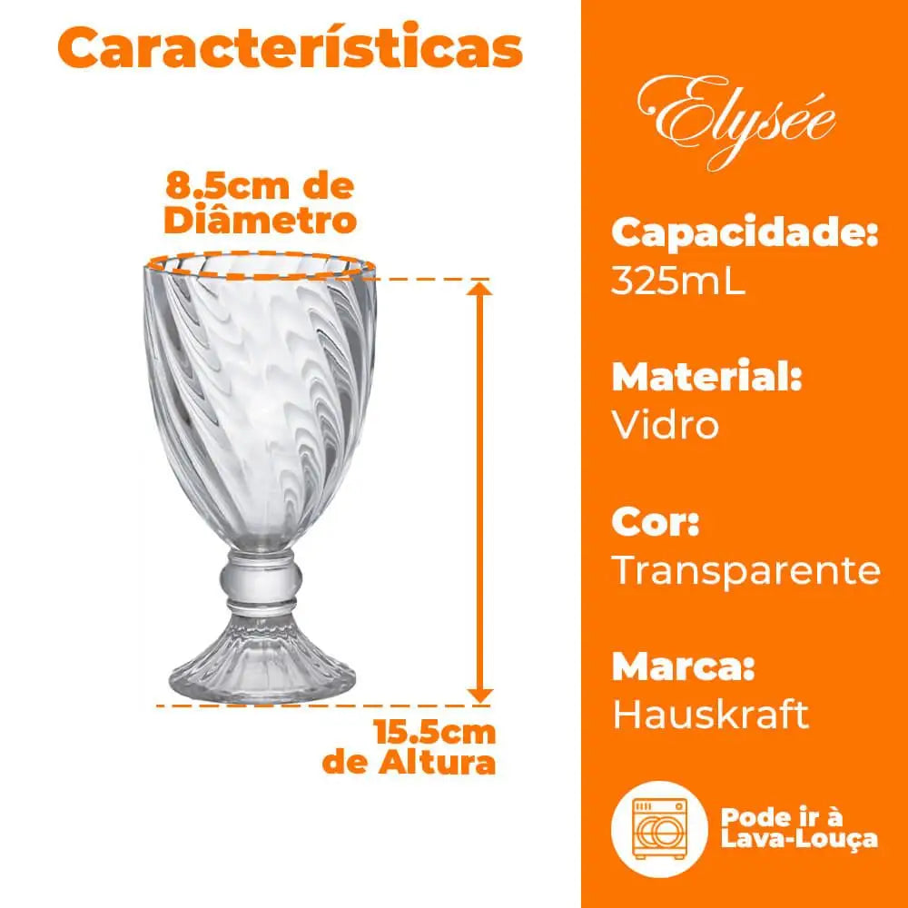 Taça De Vidro Elysée Transparente 325ml 1 Peça - Hauskraft