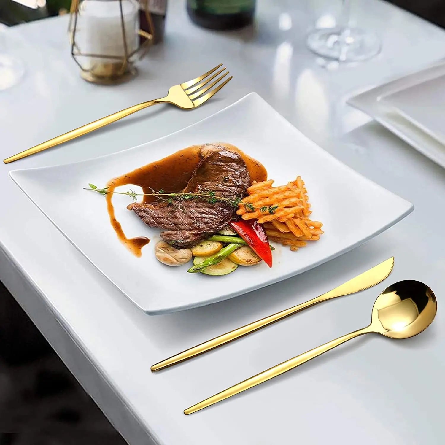 Jogo de Talheres Dourados Modus Talheres, Mesa Posta, Talheres Sofisticados, Ano Novo