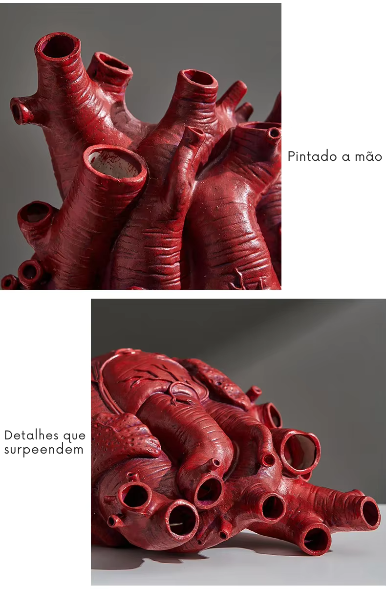 Vaso Decorativo de Resina em Formato de Coração