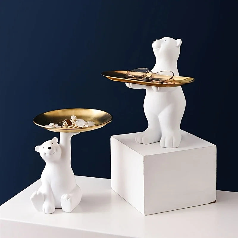 Porta Objetos orta-Chaves Urso Polar em Rsina Decoração