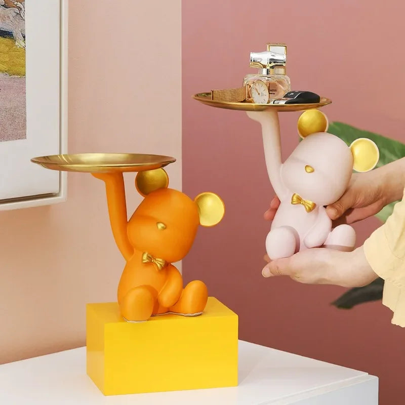 Porta Objetos Urso de Resina Decoração